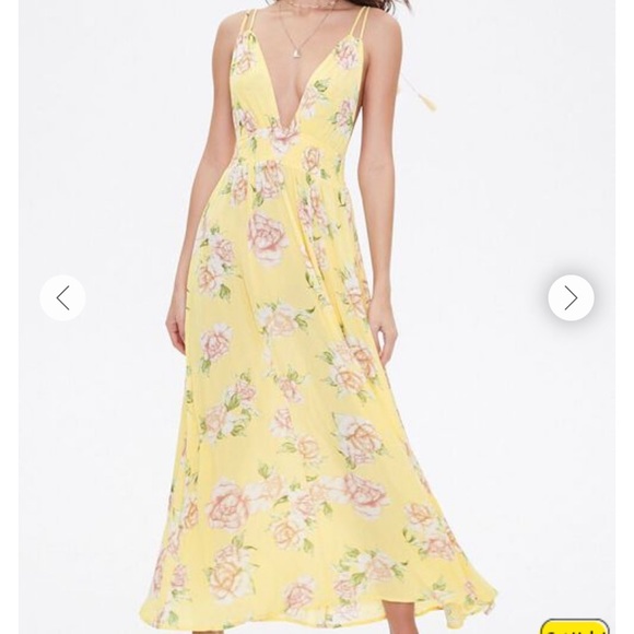 Forever 21 Floral Plunging Maxi Dress - Picture 4 of 5